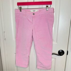 Y2K Abercrombie & Fitch Bubblegum Pink Corduroy Capri Pant Sz 8 / 29 Girly Glam